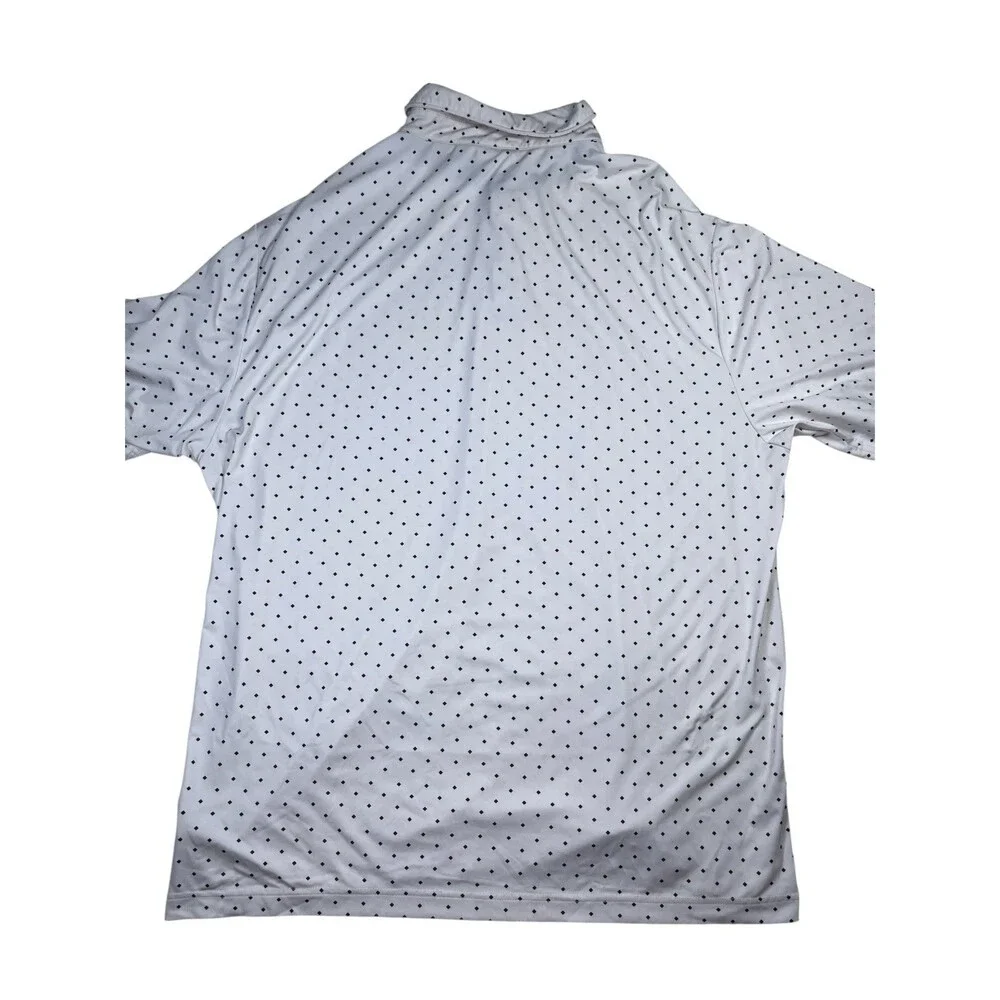 Rorie Whelan Polo Shirt Men's 2XL White Polka Dot Stretch Short Sleeve Golf‎